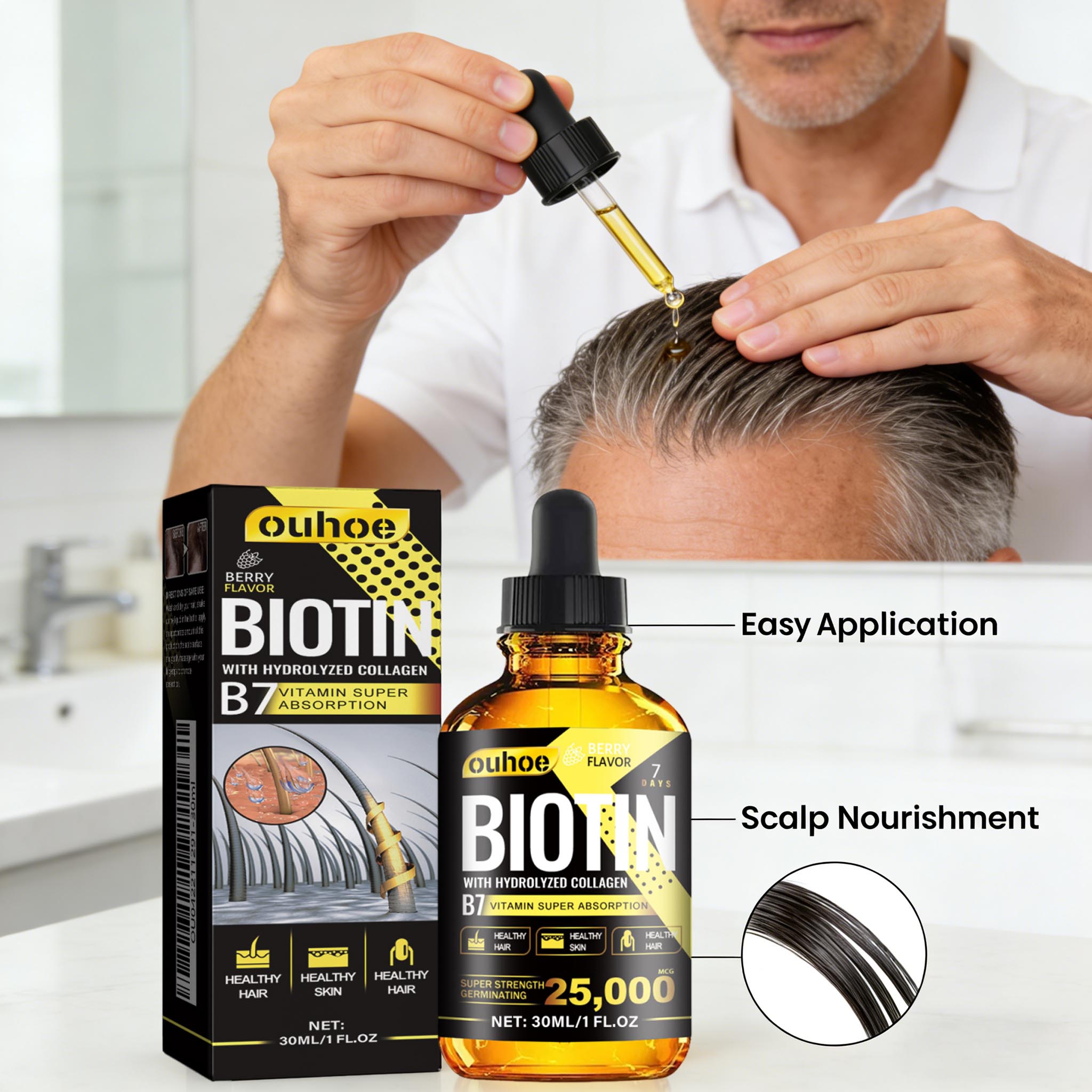 Hair Care Ginseng - 비오틴 헤어 오일 콜라겐 두피 세럼